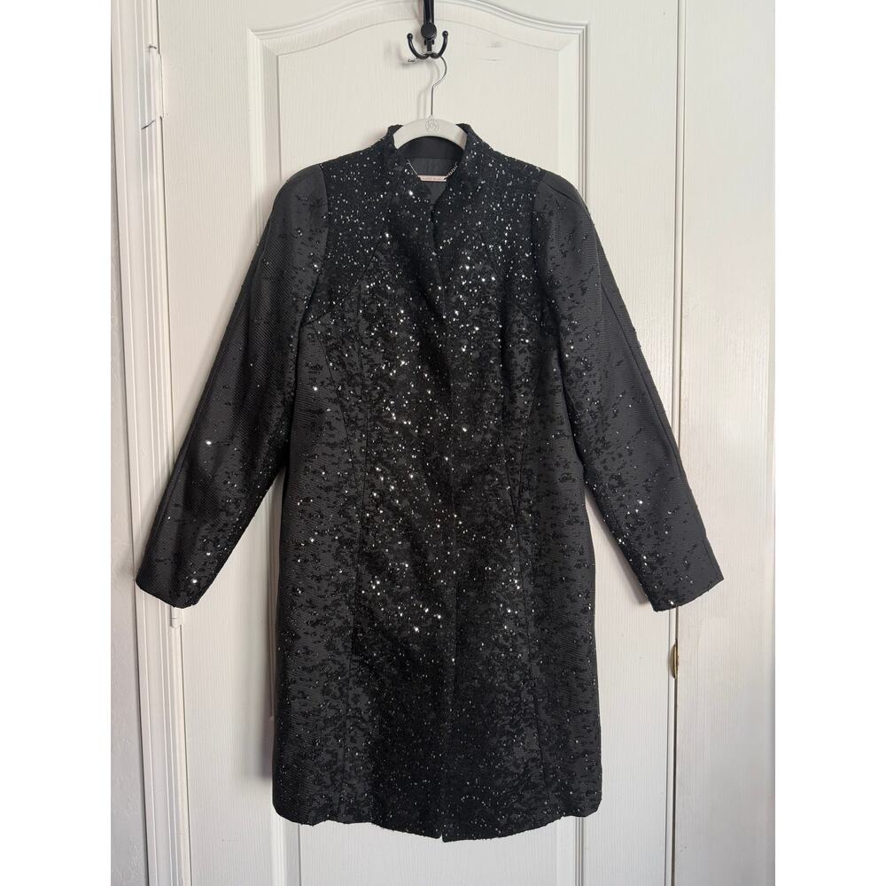 White House Black Market Ombre Sequin Coat Black NWT Medium Jacket Size M - Picture 2 of 15